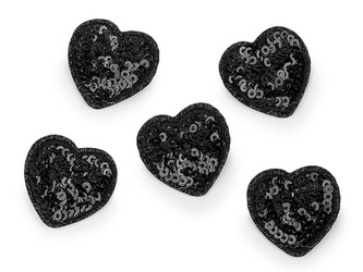 Nažehlovačka srdce s flitry - 10 ks - 7 černá