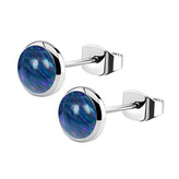 NB1-OP91 Ocelové náušnice, OPÁL 6 mm