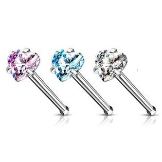 N0135Q Piercing do nosu srdíčko - srdce - tyrkysová