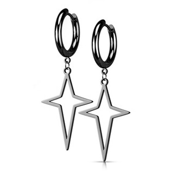 OPN1841-K Černé ocelové náušnice s křížky