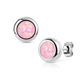 NBP75-OP08 Ocelové náušnice s opály 6 mm