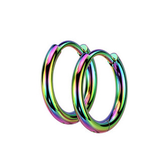 OPN1922W-12 Duhové ocelové náušnice kroužky 12mm
