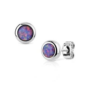 NBP77-OP38 Ocelové náušnice s opály 4 mm