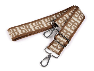 Textilní ucho / popruh na tašku s karabinami šíře 3,8 cm - 1 ks - 1 béžová platina