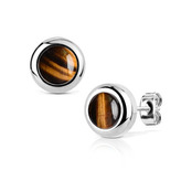 NB010-08 Ocelové náušnice s Tygří oko 8mm