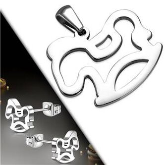 SET0067 Souprava šperků z chirurgické oceli - houpac koník - kříže