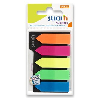 Samolepicí proužky Hopax Stick’n Clearnote - šipky, 45 x 12 mm, 5 × 25 listů