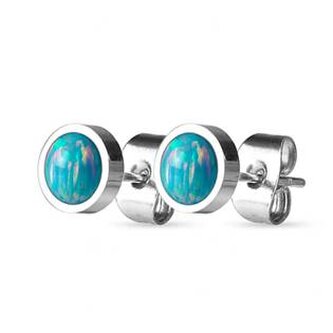 NBP71-OP02 Ocelové náušnice s opály 8 mm