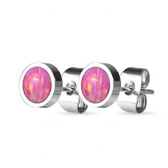 NBP71-OP22 Ocelové náušnice s opály 8 mm