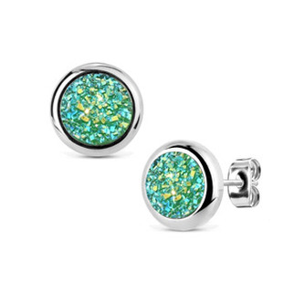 NB315 Ocelové náušnice DRUZY Green