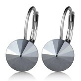NBS08-JH Ocelové náušnice s krystaly Swarovski® BLACK JET HEMATITE