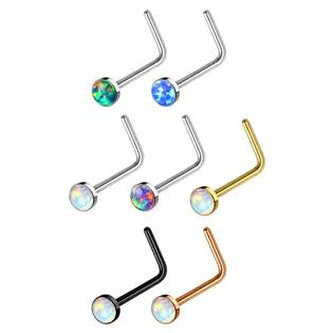 N0000-08 Sada 7mi piercingů do nosu s opálem