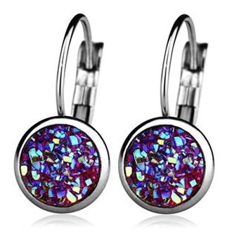 NBA001-AM Ocelové náušnice, AMETHYST