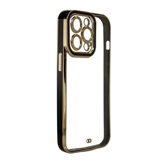 Fashion Case etui do iPhone 13 Pro Max żelowy pokrowiec ze złotą ramką czarny