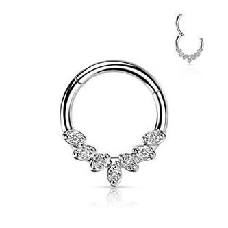 NS0059-ST Segment kruh se zirkony, cartilage piercing 1,2 x 8 mm