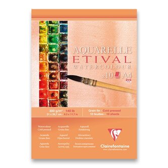 Akvarelový blok Clairefontaine Etival Study Cold Pressed - A4, 10 listů, 300 g