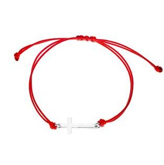 ON021R Červený textilní náramek křížek