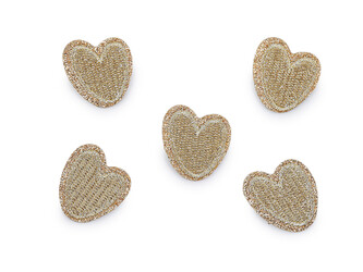 Nažehlovačka srdce s lurexem - 10 ks - 2 zlatá sv.