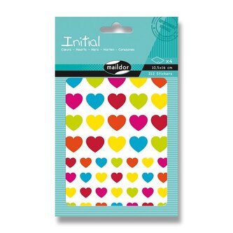 Samolepky Maildor Initial - Vícebarevná srdce