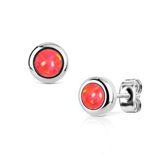 NBP77-OP25 Ocelové náušnice s opály 4 mm