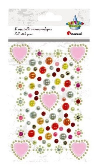 Kryształki samoprzylepne serca perełki róż serca