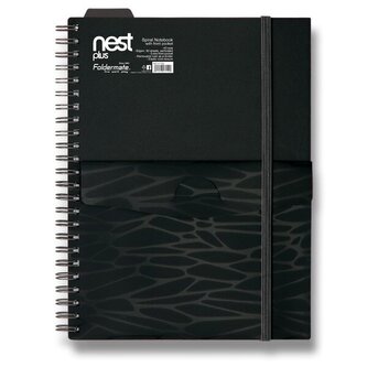 Spirálový blok s kapsou FolderMate Nest A5,80 listů, linkovaný - černý