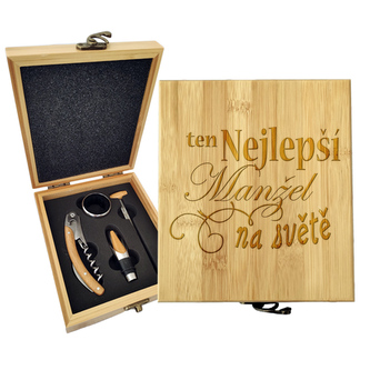 Dárková sada na víno Ten nejlepší manžel na světě: 147×168×49 mm
