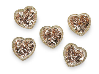 Nažehlovačka srdce s flitry - 10 ks - 3 zlatá
