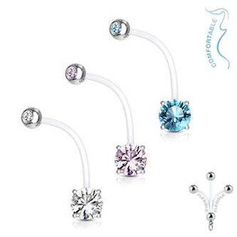 WP0018-P Těhotenský piercing do pupíku - kamínek - růžová