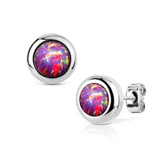 NBP75-OP39 Ocelové náušnice s opály 6 mm