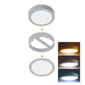 Solight LED mini panel koupelnový 2v1, 3CCT, podhledový/přisazený, 24W, 2040lm, IP54, stříbrná, kulatý