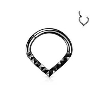 NS0054K-1208 Černý segment piercing špičatý - helix / cartilage / tragus piercing 1,2 x 8 mm