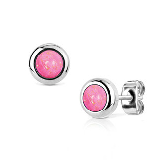 NBP77-OP57 Ocelové náušnice s opály 4 mm