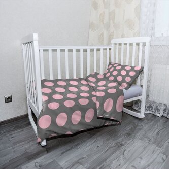 Dětské povlečení do postýlky Velké růžové puntíky: 100x135 / 40x60