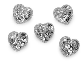 Nažehlovačka srdce s flitry - 10 ks - 2 stříbrná