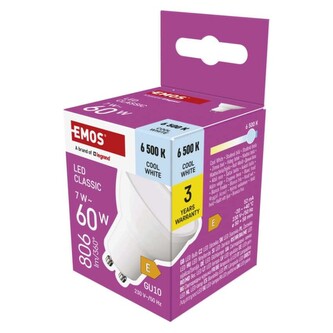 Emos LED žárovka Classic MR16 / GU10 / 7 W  (60 W) / 806 lm / studená bílá