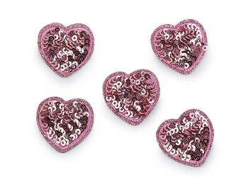 Nažehlovačka srdce s flitry - 10 ks - 4 pudrová