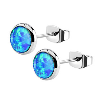 NB1-OP05 Ocelové náušnice, OPÁL 6 mm NB1-OP05 Ocelové náušnice, OPÁL 6 mm