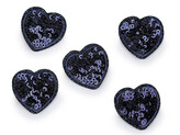 Nažehlovačka srdce s flitry - 10 ks - 6 modrá tmavá