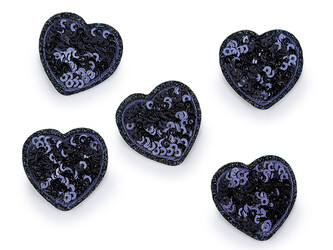 Nažehlovačka srdce s flitry - 10 ks - 6 modrá tmavá
