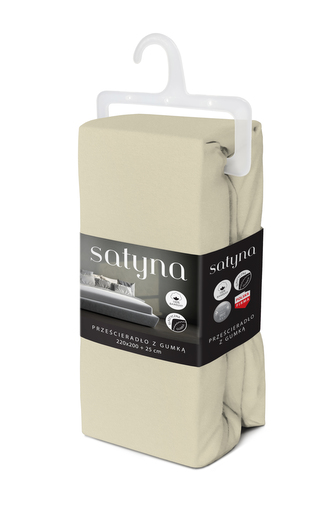 PRZEŚCIERADŁO FASHION 220X200 SATYNA GUMKA BEŻOWE LM.