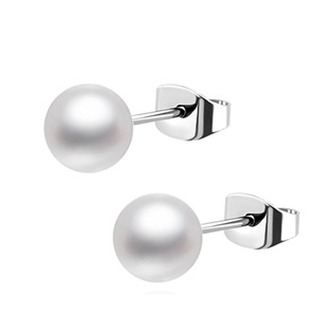 OPN1971-06 Ocelové náušnice perličky bílé