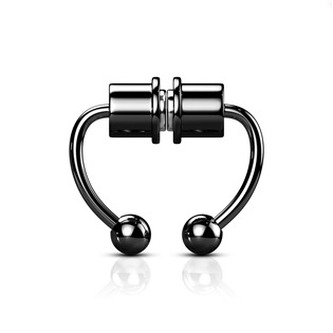 NS0048-K Černý falešný septum piercing do nosu