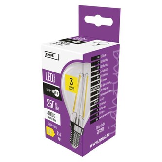 Emos LED žárovka Filament Mini Globe / E14 / 1,8 W (25 W) / 250 lm / neutrální bílá