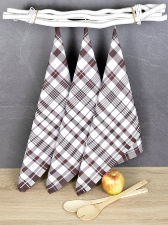 Luxusní kuchyňské utěrky, BELLA BROWN egyptská bavlna set 3 ks