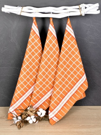 Luxusní kuchyňské utěrky, PERLA ORANGE egyptská bavlna set 3 ks