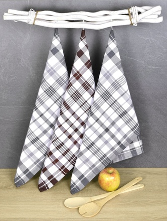 Luxusní kuchyňské utěrky, BELLA GREY MIX egyptská bavlna set 3 ks