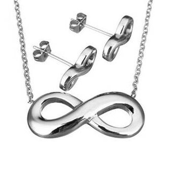 SET0046 Set šperků z chirurgické oceli, nekonečno - nekonečno - ležatá osmička