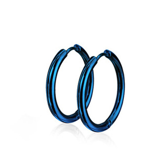 OPN1119B-15 Modré ocelové náušnice - kruhy 15 mm