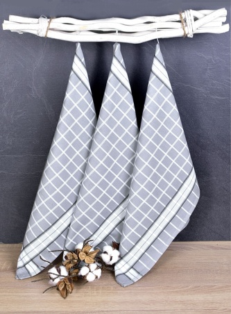 Luxusní kuchyňské utěrky, DOLCE GREY egyptská bavlna set 3 ks